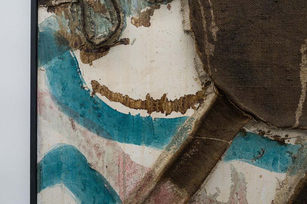 Work (Nanameni) A-20, TSUYOSHI MAEKAWA, 1963Oil, Burlap on canvas162.1 × 130.3 cm