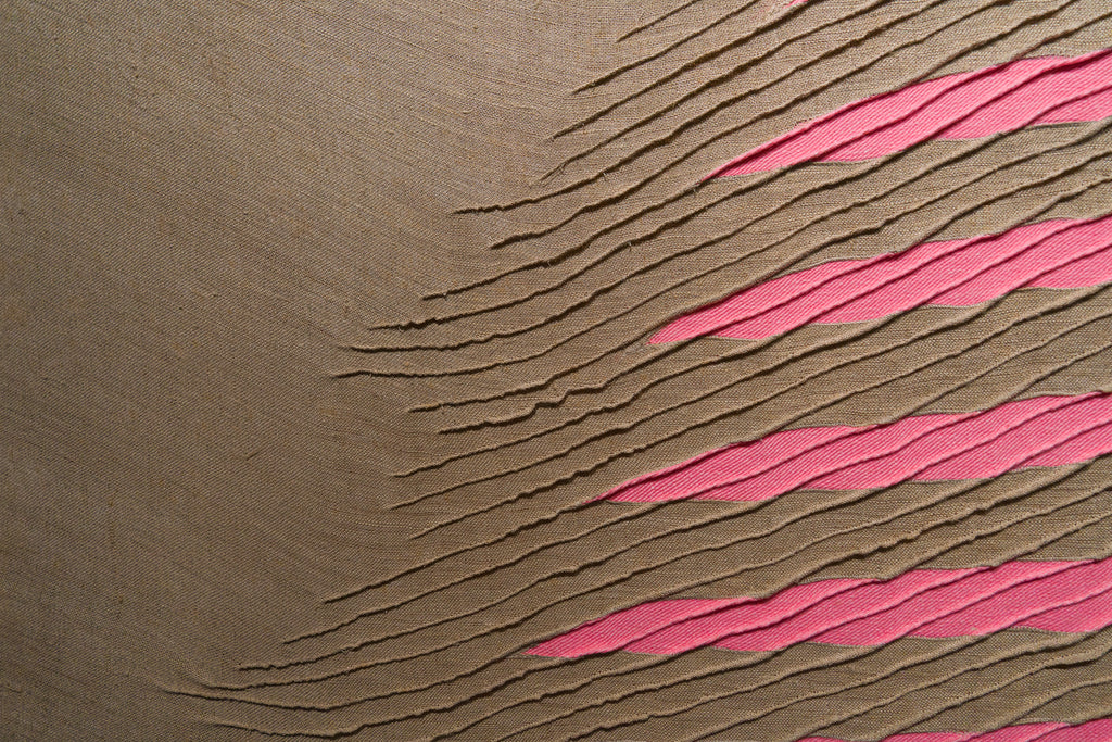 Untitled 151054, TSUYOSHI MAEKAWA, 1985Burlap, Cotton cloth, and acrylic162.1 × 130.0 cm