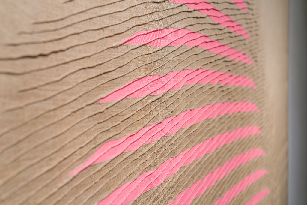 Untitled 151054, TSUYOSHI MAEKAWA, 1985Burlap, Cotton cloth, and acrylic162.1 × 130.0 cm