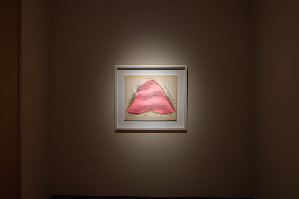 Untitled 170737, TSUYOSHI MAEKAWA, 1985Burlap and acrylic on panel45.8 × 53.5 cm