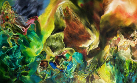 Light through the Forest, WU SHUANG, 2025Oil and acrylic on canvas44.0 × 71.0 cm