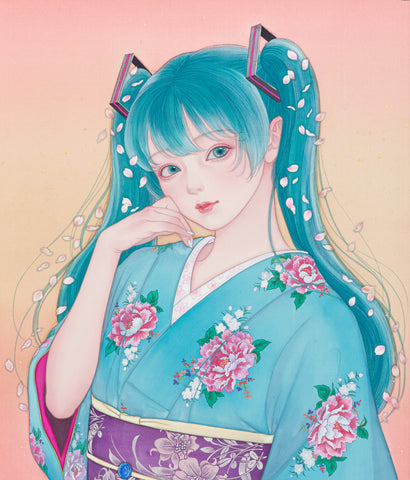 MIKU , CHISATO YAMASHITA, 2026Gold leaf, Suihi, Mineral pigments on silk53.0 × 45.0 cm