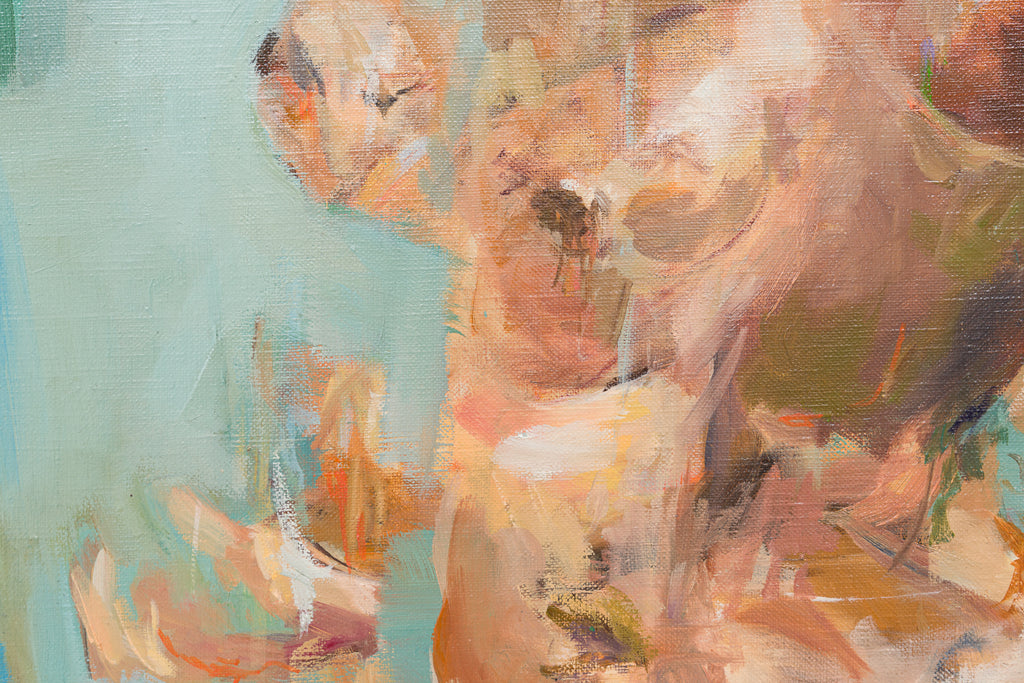 routine, YU HASHIMOTO, 2024Oil on canvas60.5 × 50.4 cmCharacterized by expressive brushwork and minimal, restrained compositions, Henrik Uldalen's works create a dreamlike, liminal atmosphere. They explore emotional and existential themes such as loneliness, alienation, and anxiety, often conveyed through the human figure.