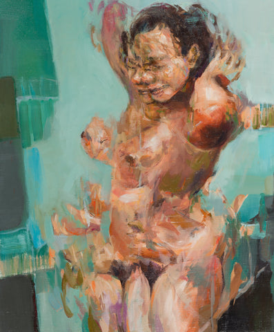 routine, YU HASHIMOTO, 2024Oil on canvas60.5 × 50.4 cmCharacterized by expressive brushwork and minimal, restrained compositions, Henrik Uldalen's works create a dreamlike, liminal atmosphere. They explore emotional and existential themes such as loneliness, alienation, and anxiety, often conveyed through the human figure.