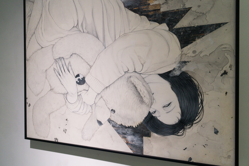 Remain, YU KAWASHIMA, 2023Ink, Mineral pigments, Silver leaf on hemp paper, With label99.5 × 99.5 cm