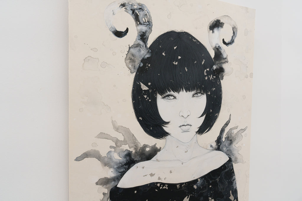 -strie, YU KAWASHIMA, 2024Ink, Mineral pigments, Platinum leaf on hemp paper72.7 × 53.0 cm