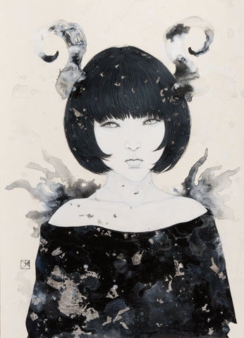 -strie, YU KAWASHIMA, 2024Ink, Mineral pigments, Platinum leaf on hemp paper72.7 × 53.0 cm