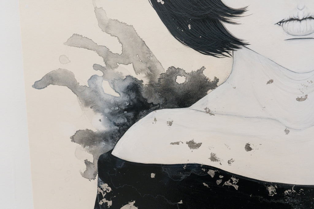 -strie, YU KAWASHIMA, 2024Ink, Mineral pigments, Platinum leaf on hemp paper72.7 × 53.0 cm