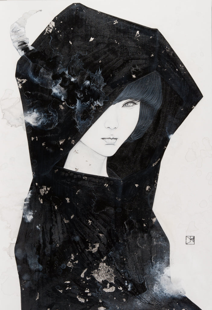 Ghost, YU KAWASHIMA, 2024Ink, Mineral pigments, Platinum leaf on hemp paper72.7 × 50.0 cm