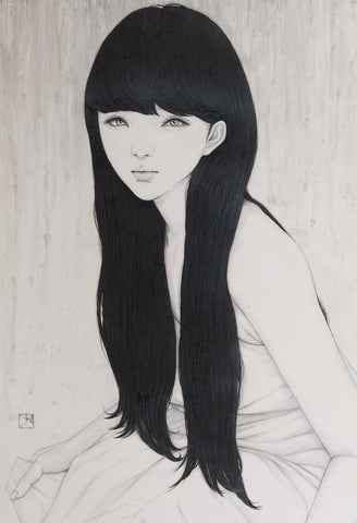 Lily, YU KAWASHIMA, 2024Ink, Mineral pigments, Silver leaf on hemp paper72.7 × 50.0 cm