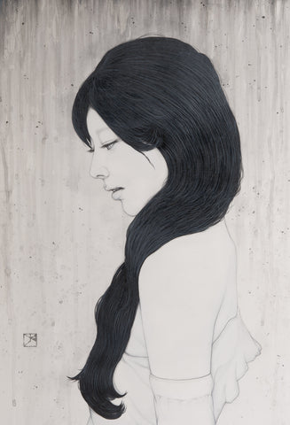 EXOUSIA, YU KAWASHIMA, 2024Ink, Mineral pigments, Silver leaf on hemp paper72.7 × 50.0 cm