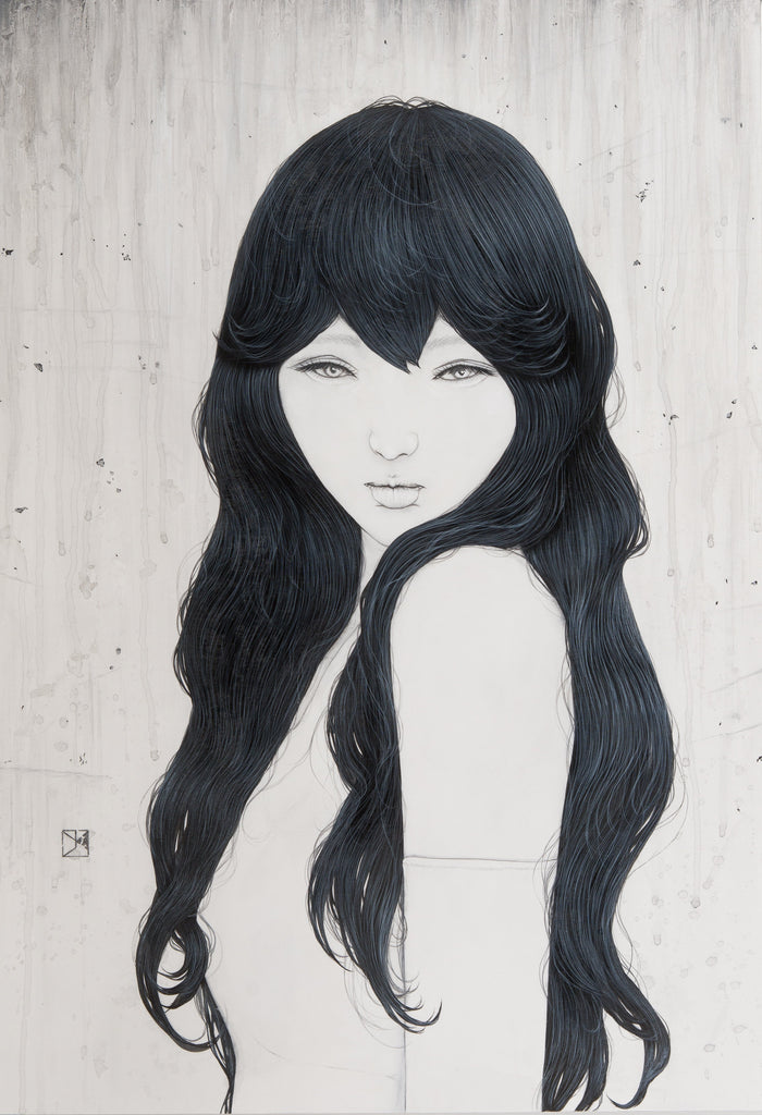 Implict, YU KAWASHIMA, 2025Ink, Mineral pigments, Silver leaf on hemp paper72.6 × 50.0 cm