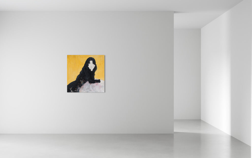 Citrintas, YU KAWASHIMA, 2025Mineral pigments, Ink, Platinum and silver leaf on hemp paper91.0 × 91.0 cm