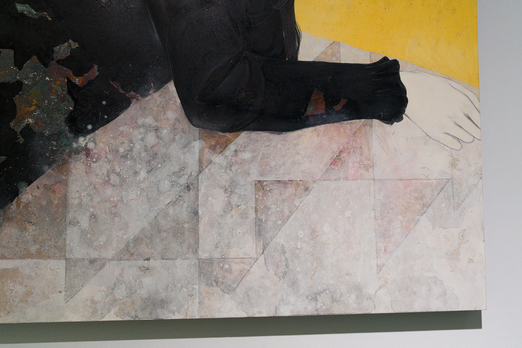 Citrintas, YU KAWASHIMA, 2025Mineral pigments, Ink, Platinum and silver leaf on hemp paper91.0 × 91.0 cm