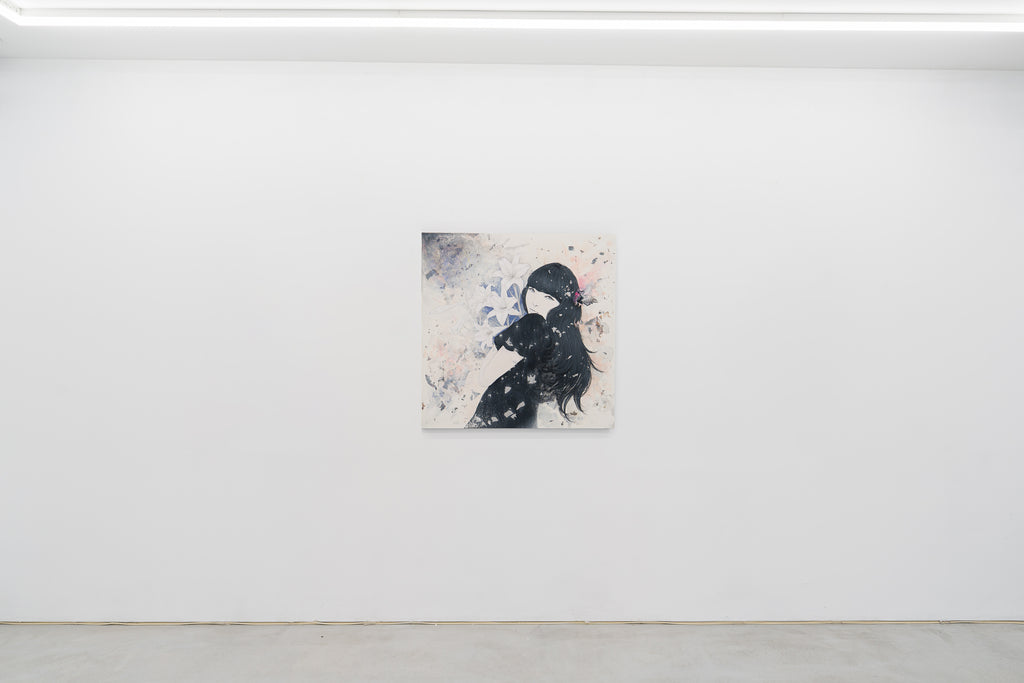 Leia, YU KAWASHIMA, 2025Ink, Mineral pigments, Silver and Platinum leaf on hemp paper91.0 × 91.0 cm