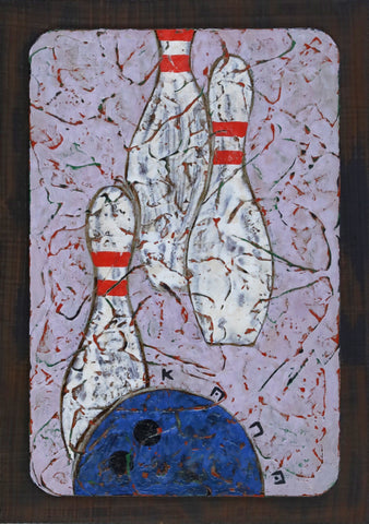 Bowling, YUJI KANAMARU, 2024Panel, Cardboard, Acrylic paints17.0 × 12.0 cm
