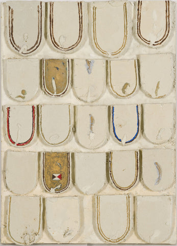 WORK '62-65, YUKIHISA ISOBE, 1962Oil and plaster on board61.0 × 44.5 × 5.0 cm