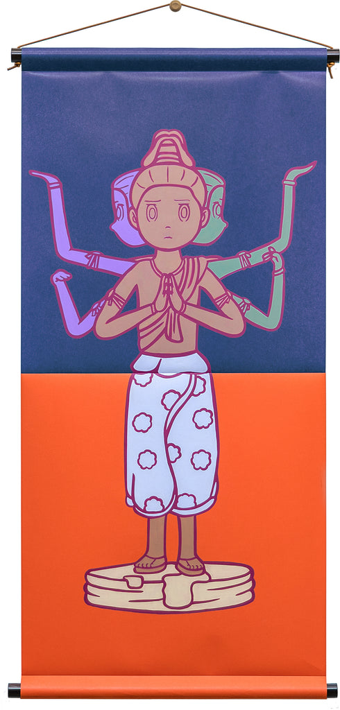 a three-faced six-armed, YUYA HASHIZUME, 2026Acrylic on Japanese paper (naoron by onao)128.4 × 64.5 cm