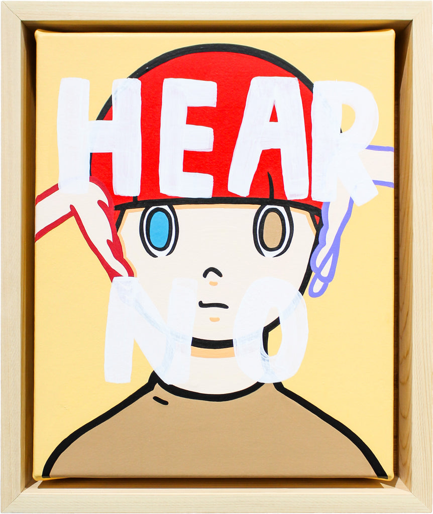 See no Speak no Hear no, YUYA HASHIZUME, 2025Acrylic on canvas / Wood flame27.3 × 22.0 cm (set of 3)