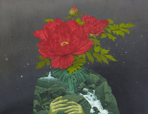 Memory -Flower-, KAZUYUKI FUTAGAWA, 2022Natural Pigment on Japanese Paper, Frame31.8 × 41.0 cm