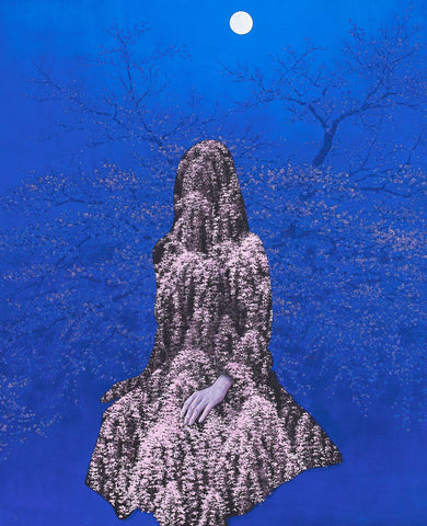Memory -Night Cherry Blossoms-, KAZUYUKI FUTAGAWA, 2022Natural Pigment on Japanese Paper, Frame65.2 × 53.0 cm
