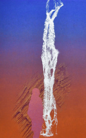 Memory -A Long Waterfall-, KAZUYUKI FUTAGAWA, 2023Natural Pigment on Japanese Paper, Frame, Panel116.7 × 72.7 cm