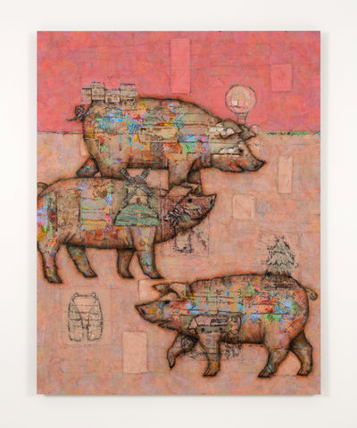 Year of the Boar, YUJI KANAMARU, 2019Panel, Board, Mix Media90.9 × 116.7cm