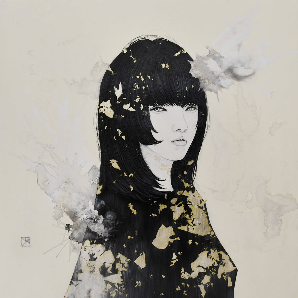 Ghost, YU KAWASHIMA, 2023Silver leaf, mineral pigments, ink on hemp paper65.2 × 65.2 cm