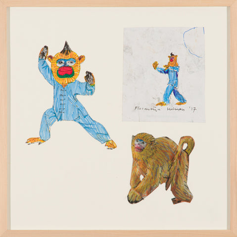 Snubnosed Monkey Study 1+2+3, FLORENTIJN HOFMAN, 2017Panel, Paper, Color pencil28.5 × 28.5 cm