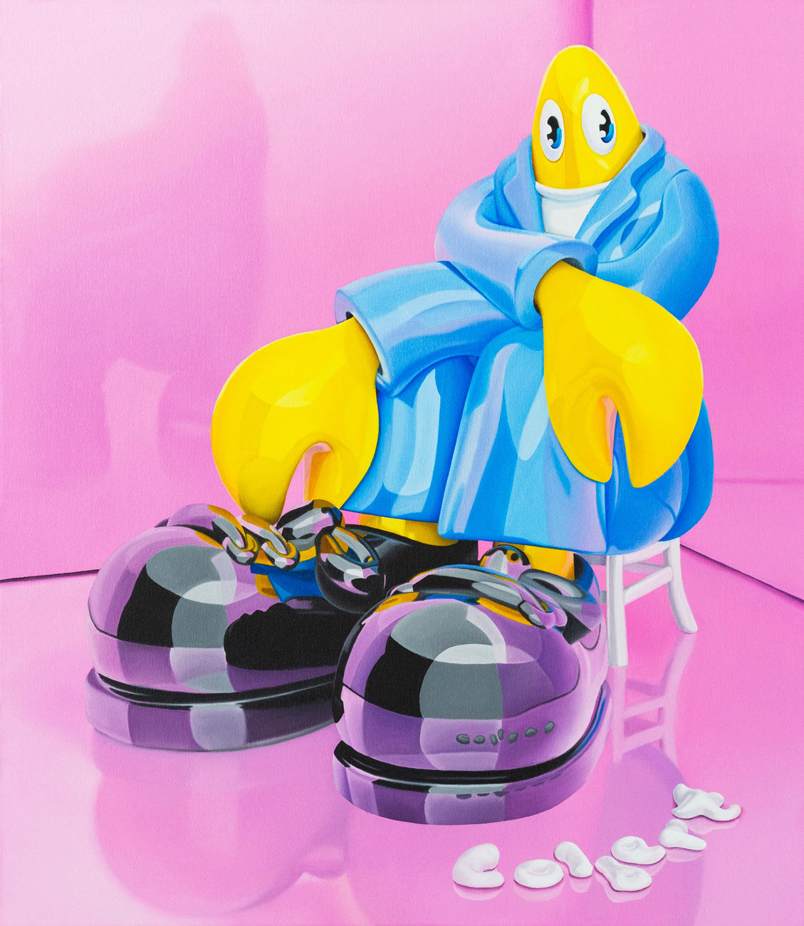 Self-portrait Lobster Sitting V, PHILIP COLBERT, 2023Oil on canvas53 x 46 x 5 cm