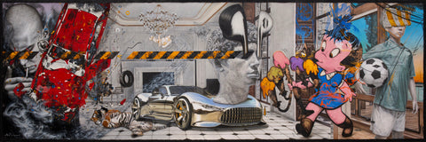 GREY AVENUE, RONALD VENTURA, 2023Oil on canvas121.9 × 365.7 cm