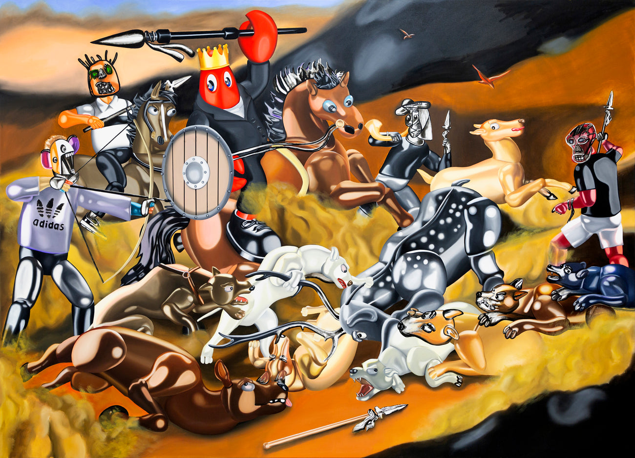狩獵場景 II (2020), PHILIP COLBERT, 2020Oil and acrylic on canvas195.0 x 270.0 x 4.5 cm