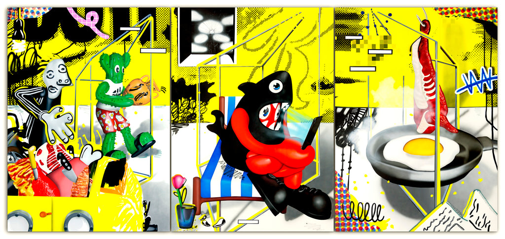 Lobster Land Triptych, PHILIP COLBERT, 2020Oil and acrylic on canvas270.0 x 585.0 x 4.5 cm