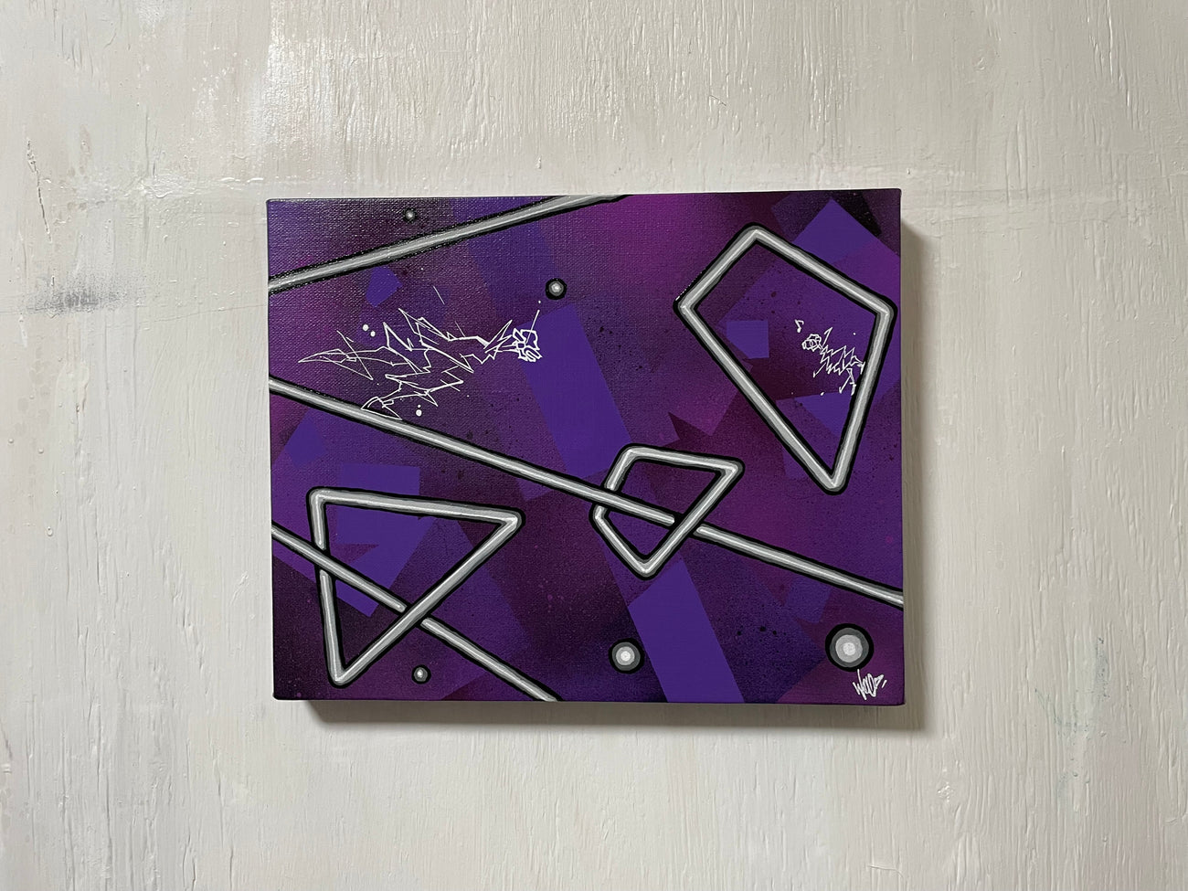 Neon series WHT purple, MANABU MORITA, 2022Panel, Acrylic, Marker, Wood frame, spray, Canvas22.0 × 27.3cm