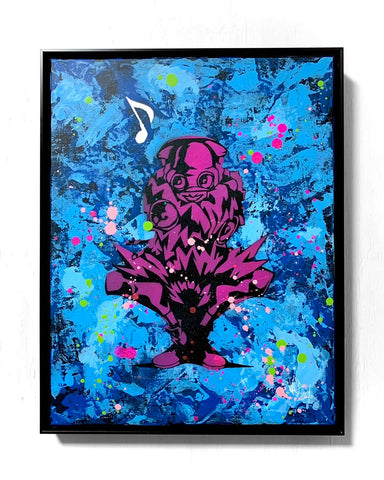 Noizi note, MANABU MORITA, 2021Panel, Acrylic, Marker, Wood frame, spray, Canvas41.0 × 31.8cm